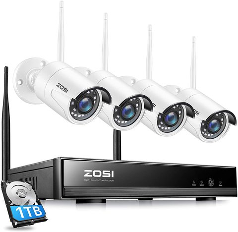 ZOSI Plug & Play inalámbrico 4CH CCTV sistema de cámara P2P inalámbrico 1080P NVR y cámara IP 960P al aire libre Bullet Wifi sistema de vigilancia ► Foto 1/6