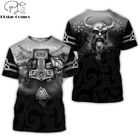 Marca Ropa patrón de tatuaje vikingo estampado 3D camiseta de verano para hombre divertida camiseta manga corta cuello redondo Envío Directo ► Foto 1/6