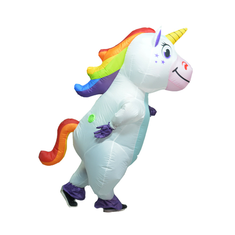 Disfraz de unicornio inflable para adultos y niños, disfraz de Halloween con arcoíris, mascota de Carnaval para hombres y adultos, Cosplay de Navidad Purim ► Foto 1/6