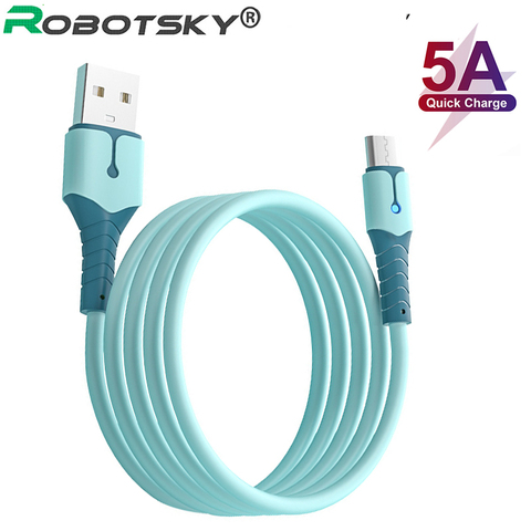 Cable Micro USB tipo C de silicona líquida 5A para Samsung S20, Huawei, Xiaomi, Cable de carga rápida de datos, 0,25 M, 1M, 1,5 M ► Foto 1/6