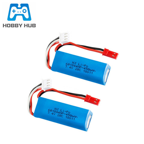 7,4 V 450mAh 20C Lipo batería para WLtoys K969 K979 K989 K999 P929 P939 RC piezas del coche 2s 7,4 v batería 2 unids/lote ► Foto 1/6