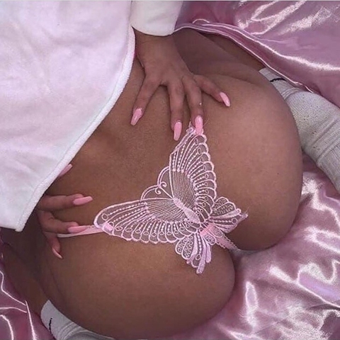 Tanga de encaje calado en forma de mariposa Sexy para mujer, ropa interior de entrepierna abierta, bragas de lencería ► Foto 1/6