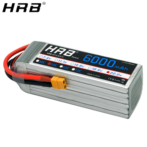 HRB-batería Lipo 6S, 22,2 V, 6000mah, 50C, XT60, XT90, EC5 T, Deans, XT90-S, para helicóptero Phantom RC, avión, multicóptero, barco, piezas de coche ► Foto 1/6