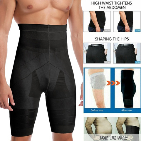 Pantalones de compresión para hombre, entrenador de cintura, Control del vientre, ropa moldeadora adelgazante, calzoncillos tipo bóxer sin costuras, BoxerShorts de cintura alta ► Foto 1/6