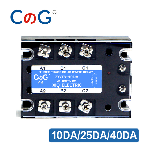 CG-relé de estado sólido de 3 fases, 10A, 25A, 40A, DA, 60A, 80A, 100A, 150, 200A, tres fases, SSR, 3-32V, Control de CC, 24-480V, CA, SSR, tres DC-AC ► Foto 1/6