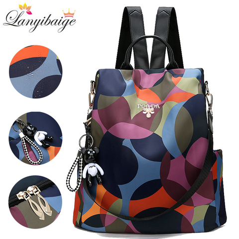 Mochila para mujer estilo Oxford de moda, bolso de hombro de tela, mochilas escolares para chicas adolescentes, mochila de viaje ligera para mujer ► Foto 1/6