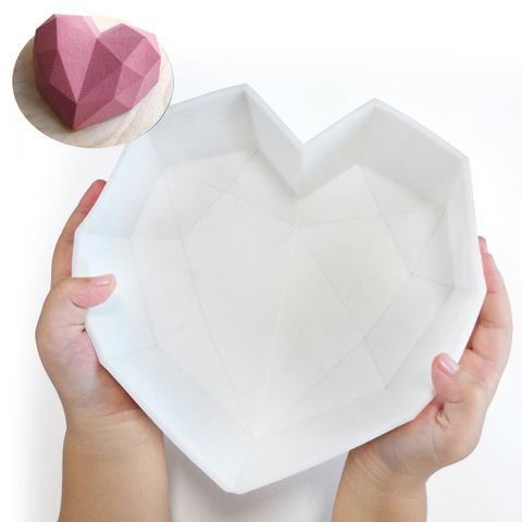 En forma de corazón de molde de pastel de silicona con Mini martillo 3D geométrica molde de la torta para Mousse de silicona/pasteles de Chocolate molde para cumpleaños ► Foto 1/6