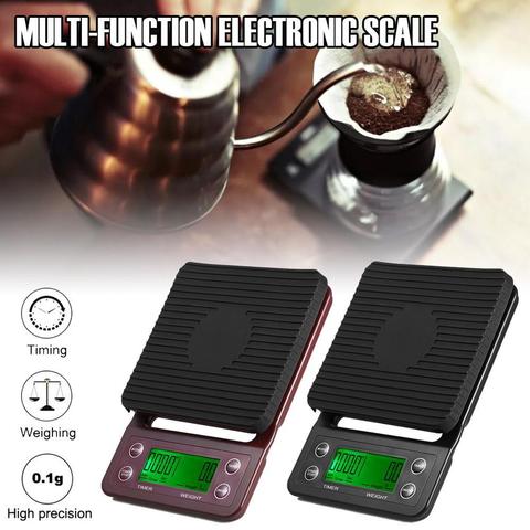 Báscula Digital de café de alta precisión, báscula LCD de 3kg, 0,1g, 5kg, 0,1g, 0,1g, con temporizador para Cocina ► Foto 1/6