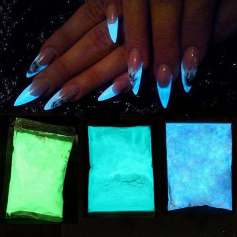 Polvo brillante para decoración de uñas, pigmento fosforado luminoso para decoración de club nocturno, polvo fluorescente que brilla en la oscuridad, 50 g/bolsa, Tr85 ► Foto 1/6