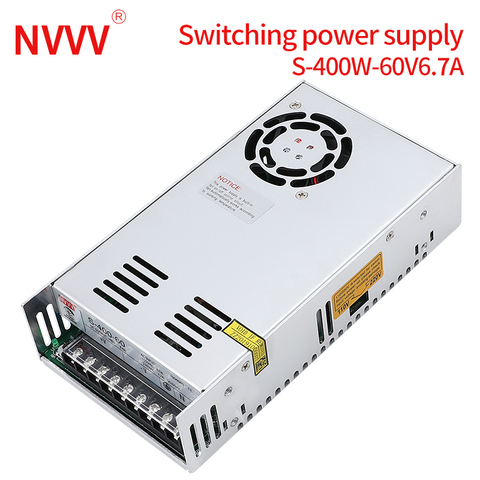 NVVV-Fuente de alimentación de conmutación, convertidor de voltaje DC, 15 w-400w AC 110/220v, DC 5v 12v 24v 36v 48v 60v, 400w 60v 6.7a para RD6006 ► Foto 1/6