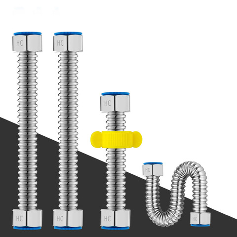 Tubo corrugado de acero inoxidable 304, 1/2 pulgadas, BSP, para baño, manguera para calentador de agua y inodoro, tubería tejida a prueba de agua a prueba de explosiones ► Foto 1/6