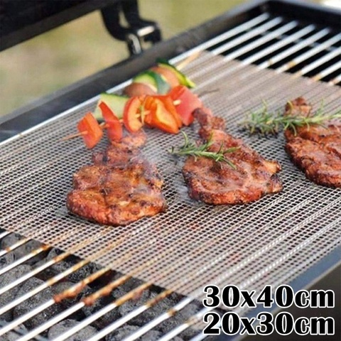 Estera antiadherente con forma de rejilla para barbacoa, 30x40CM, lámina para asar, esteras para ahumador de verduras y pescado, accesorios de cocina para hornear al aire libre ► Foto 1/6