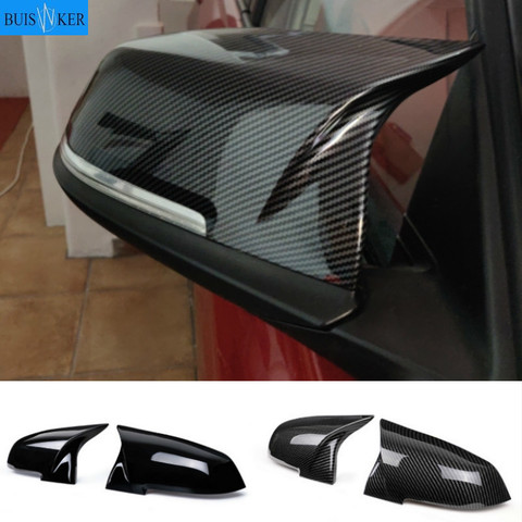 2 piezas de tapa de la cubierta del espejo retrovisor negro de carbono para BMW Serie 1, 2, 3, 4 X M 220i 328i 420i F20 F21 F22 F23 F30 F32 F33 F36 X1 ► Foto 1/4