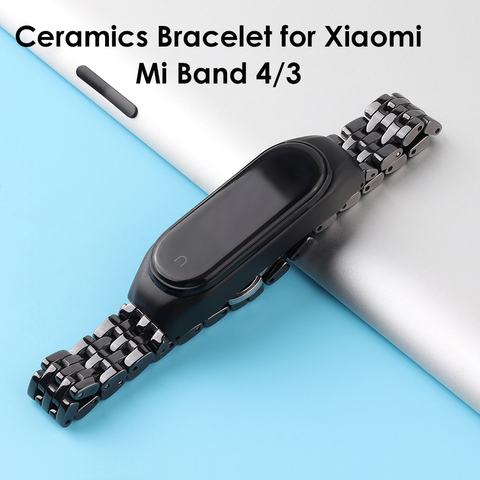 Cerámica pulsera para Xiaomi Mi banda 4 5 6 correas de Metal inoxidable pulseira hombre mujer Miband 3 pulsera reemplazo negro de lujo ► Foto 1/6