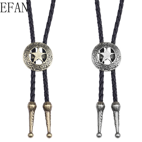 Western Cowboy Star Bolo Tie-Corbata de baile de Rodeo para hombre y mujer, collar largo de cuerda de cuero, cadena de suéter, camisas, accesorios de corbata ► Foto 1/6