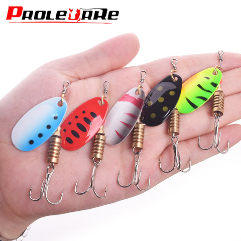 1 Uds cuchara giratoria señuelo de pesca 2,5g/3,5g/5,5g Metal lentejuelas cebo triple ganchos Wobbler aparejos de pesca crankbait PR-068 ► Foto 1/6