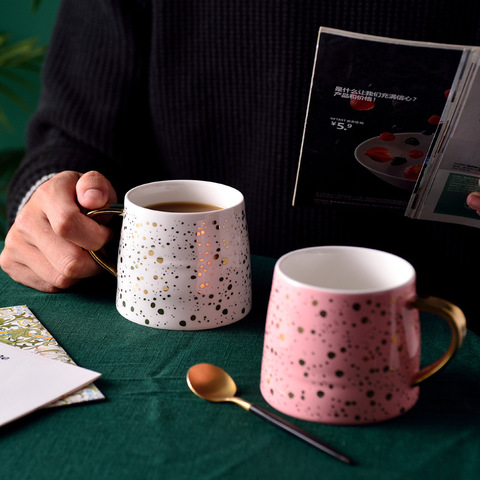 Taza de café de cerámica, taza de leche, vasos de té con patrón de cielo estrellado, tazas simples y creativas, Akuhome WF ► Foto 1/1