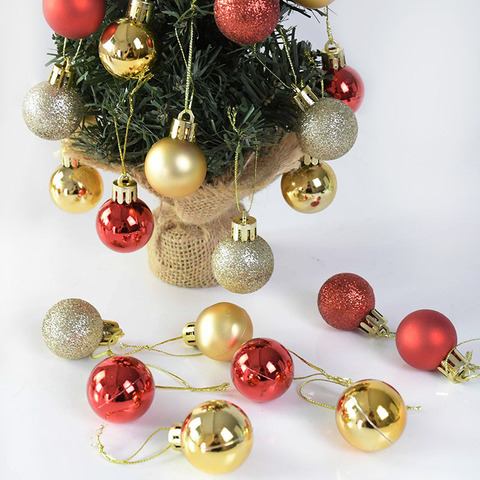 24 Uds bola de Navidad decoración ornamento de árbol de Navidad Bola de juguetes para la decoración de nuevo para el hogar año Navidad Fiesta suministros ► Foto 1/5
