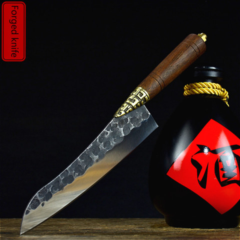 Longquan-cuchillo de deshuesar Forjado de acero 7Cr17MOV, rebanador con mango de madera de pera, cuchillo de cocina de alta dureza, rebanador de carne ► Foto 1/6