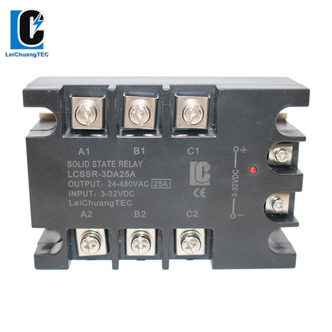 Relé trifásico de estado sólido SSR 10A-120A, control de CC, CA SSR, 3-32vdc a 24-280VAC ► Foto 1/6