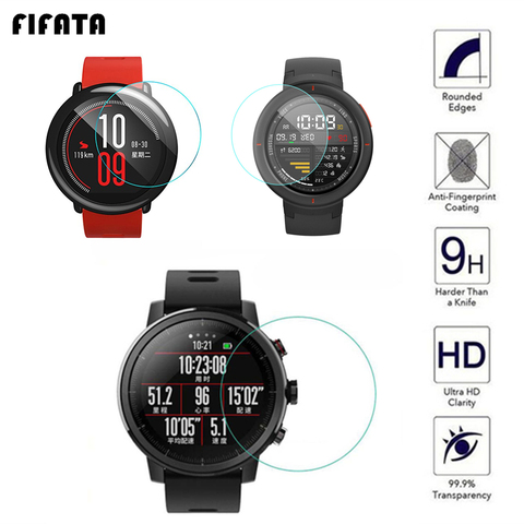 FIFATA-Protector de pantalla de vidrio templado para reloj inteligente Xiaomi Huami Amazfit Verge Stratos 2 3 Pace GTR, 47MM, 42MM, 2 uds. ► Foto 1/6