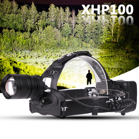 XHP100-linterna frontal Led superbrillante con zoom, Powerbank recargable vía USB, batería de 18650, 60W ► Foto 1/6