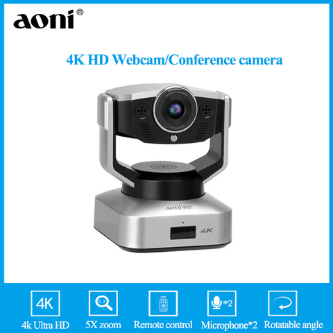 Aoni-cámara web 4K HD con ángulo de rotación PTZ, videocámara de conferencia con zoom Digital 5X y mando a distancia para el hogar y la Oficina ► Foto 1/6