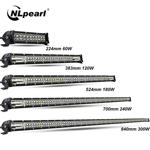 Nlpearl Barra de luz de trabajo/luz 60W 120W 180W 240W Super Barra de LED delgada para Tractor 4X4 Offroad 4WD ATV camión LED luz de trabajo 12V 24V ► Foto 1/6