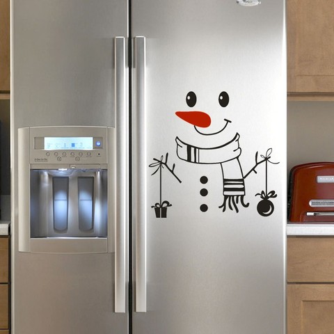 Feliz de muñeco de nieve de Navidad pegatinas cocina impermeable calcomanías carteles 2022 Feliz Año Nuevo Navidad pared del refrigerador pegatinas ► Foto 1/3