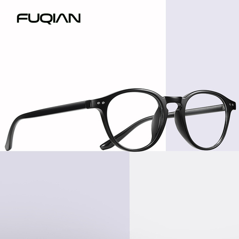 FUQIAN-gafas redondas con bloqueo de luz azul para hombre y mujer, anteojos unisex Ultra ligeros, TR90, Anti rayos azules, para ordenador, con UV400 ► Foto 1/5