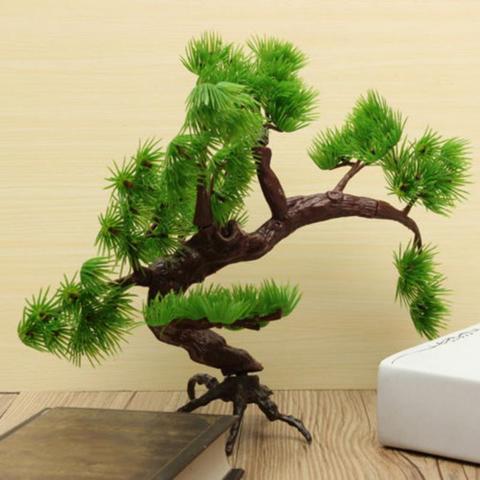 Artificial bonsái de plástico árbol de pino acuario Bonsai ornamento tanque de peces Artificial árbol de pino decoración de la planta de acuario Accesorios ► Foto 1/6