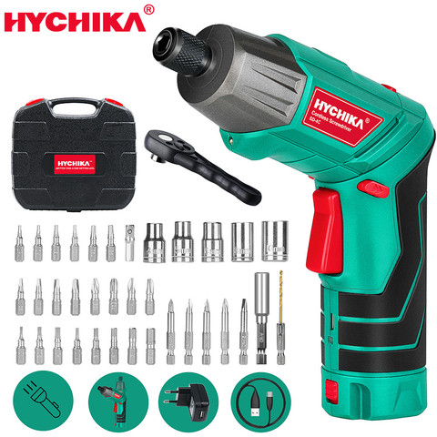 HYCHIKA 3,6 V 2.0Ah destornillador eléctrico inalámbrico martillo perforador eléctrico de carga de CC con Cable USB eléctrica doméstica dremel herramienta dremel ► Foto 1/6