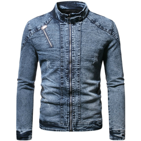 Chaqueta vaquera Hombre Moto Biker chaqueta de Jean Otoño Invierno moda sólido de terciopelo Collar para hombre Denim chaqueta Casual de los hombres ► Foto 1/6