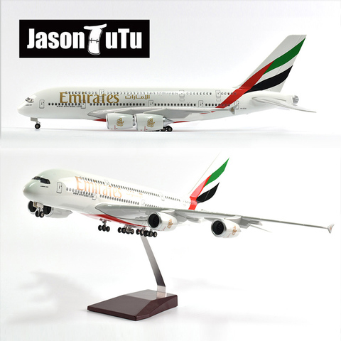 JASON TUTU 46cm Emiratos Árabes Unidos Airbus A380 aviones modelo de avión a escala 1/160 fundición de resina luz y rueda avión regalo ► Foto 1/6