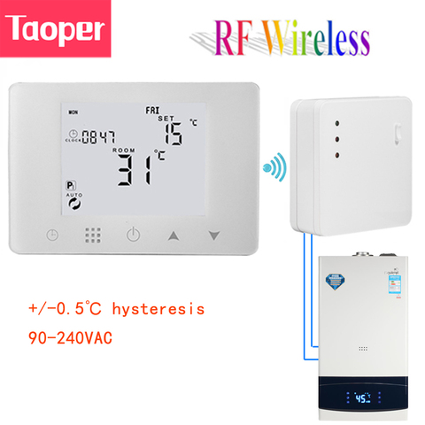 Termostato de pared inalámbrico RF para caldera de Gas de pared, controlador de temperatura programable inteligente, 230V, 110V ► Foto 1/4