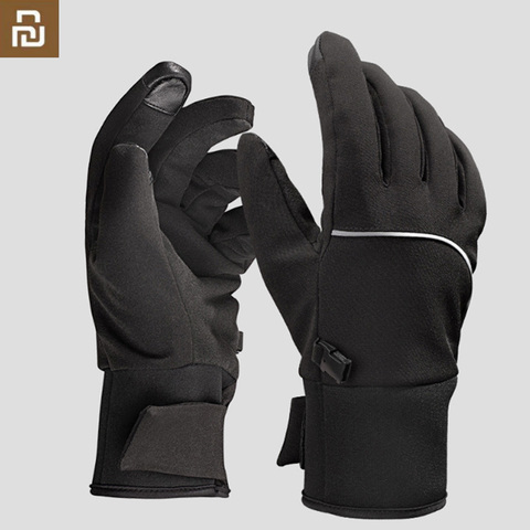 Xiaomi Mijia Qimian Plus guantes de terciopelo cálido pantalla táctil al aire libre impermeable noche reflectante tira invierno hombres mujeres guantes H33 # ► Foto 1/6