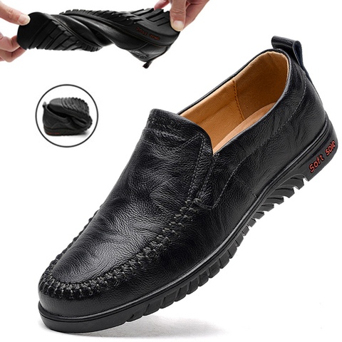 DEKABR-zapatos de piel auténtica para hombre, mocasines informales de lujo, suaves, transpirables, sin cordones, para conducir los zapatos de hombres de talla grande 47 ► Foto 1/6