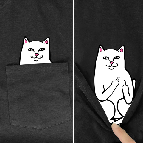 Camiseta de los hombres de la marca de moda nuevo bolsillo con Gato de impresión de dibujos animados camiseta de los hombres camisas camisetas de Hip hop divertido Harajuku camisetas estilo-2 ► Foto 1/2