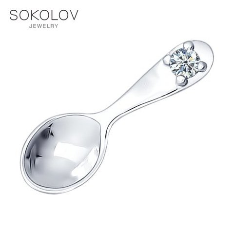 Cuchara SOKOLOV plata con zirconia cúbica joyería de moda 925 mujeres/hombres, hombre/mujer ► Foto 1/1