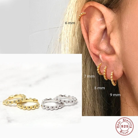 CANNER-pendientes de plata de ley 925 para Mujer y hombre, Piercing con hebilla de hueso del oído, círculo redondo, minimalista, para fiesta ► Foto 1/6