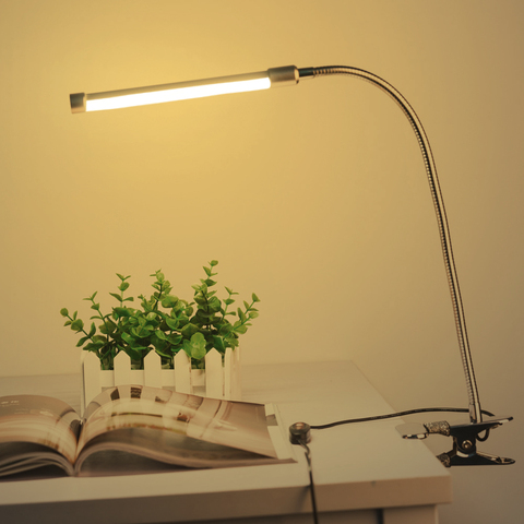 Lámpara de lectura de 10 W LED abrazadera Clip luz Mesa 36 ledes brillo de 10 niveles ajustable 3 colores de iluminación USB mesa de lámpara de lectura led ► Foto 1/5