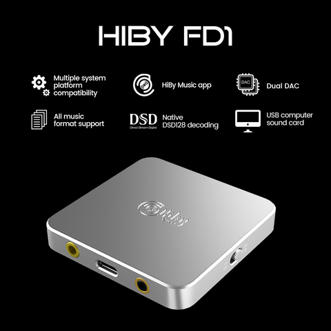 HiBy FD1-decodificador de auriculares USB Deskstop, amplificador de Audio DAC, salida DSD128 de 3,5/2,5mm para teléfonos inteligentes Windows Android iOS MacOS ► Foto 1/6