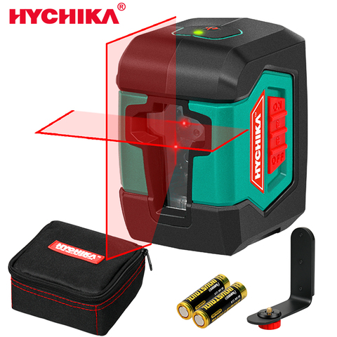 HYCHIKA-Nivel láser Mini, herramienta de nivelación 3D de 2 líneas, nivelado automático, línea Vertical y Horizontal, láser verde y rojo con rango de medición de 15m ► Foto 1/6
