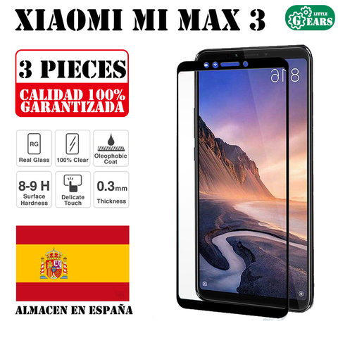 Xiaomi Mi Max 3 Set 3 Piezas Protector Pantalla de Cristal Templado Completa Protección Antirasguños Ultra Delgado ► Foto 1/3