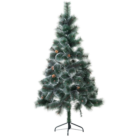 Árbol de Navidad Artificial de Año Nuevo, pino verde abeto esponjoso con conos y nieve en las puntas 60/90/20/150/180/210/240 cm Leska, sedal de pesca plegable con espiga ► Foto 1/6