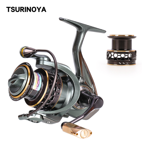 TSURINOYA-carrete doble giratorio de pesca, rodamiento de bolas de acero inoxidable, para agua dulce y salada, JAGUAR 1000 2000 3000 ► Foto 1/6