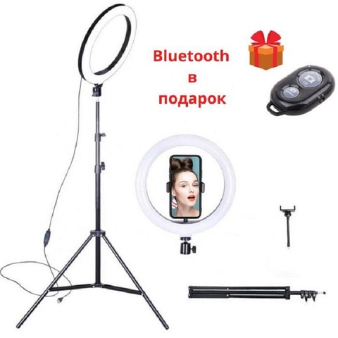 Lámpara de anillo LED de 26 cm trípode y botón de selfie como regalo para blogueros lámpara de anillo lámpara Led de fotografía lámpara de anillo trípode grande lámpara de maquillaje luces para estudio fotográfico tik ► Foto 1/6