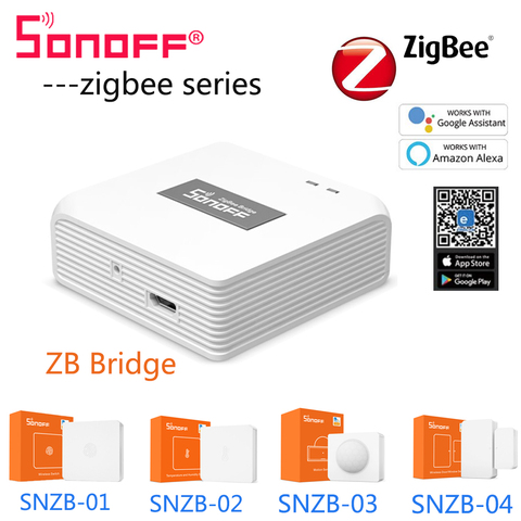 SONOFF Zigbee puente Sensor de movimiento Sensor de ventana de puerta Zigbee interruptor de temperatura y humedad Sensor de trabajo con Alexa de Google ► Foto 1/6