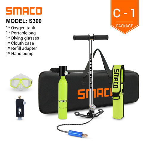 SMACO Mini equipo de tanque de buceo, cilindro de buceo con capacidad de 8 minutos, capacidad de 0,5 litros con diseño recargable ► Foto 1/1