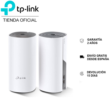 Pack de 2 puntos de acceso WiFi TP-LINK Deco E4, repetidor, red malla, 2.4GHz (300Mbps), 5GHz (867Mbps), doble banda AC 1200Mbps ► Foto 1/6